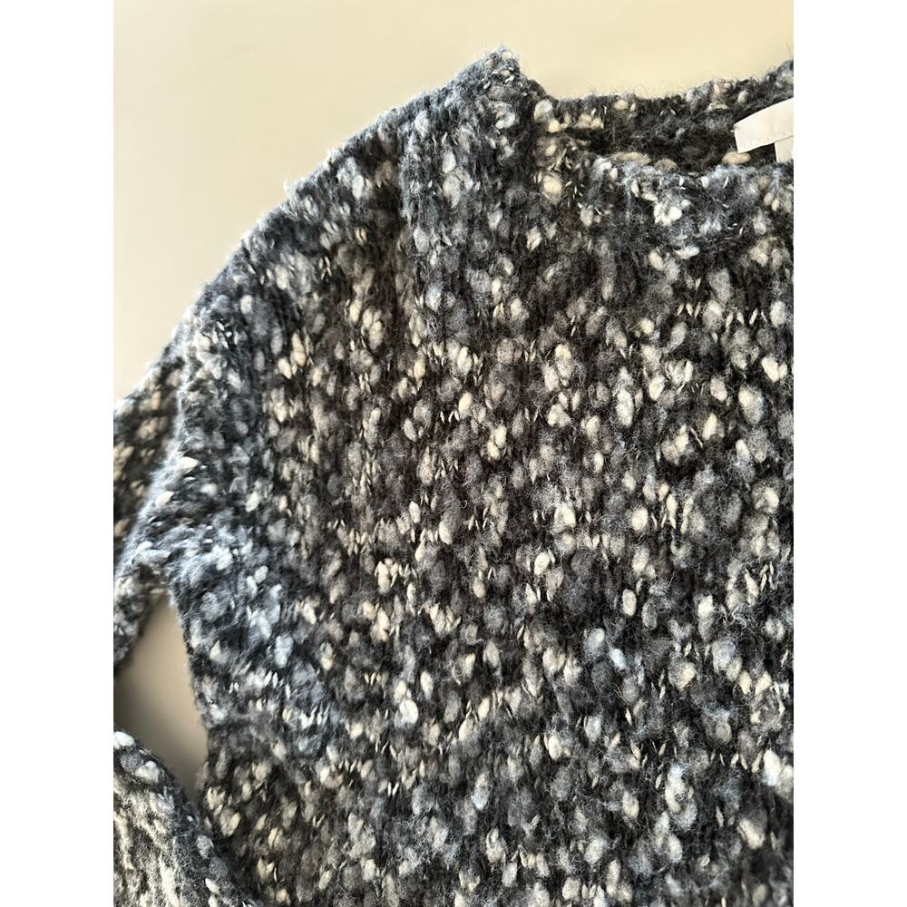 J Jill S wool blend natural marled knit sweeter blouse grey top longsleeve black - Picture 3 of 8